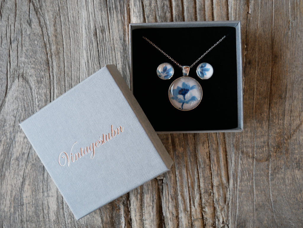 Vintagestubn-Set blau/weiß kurz