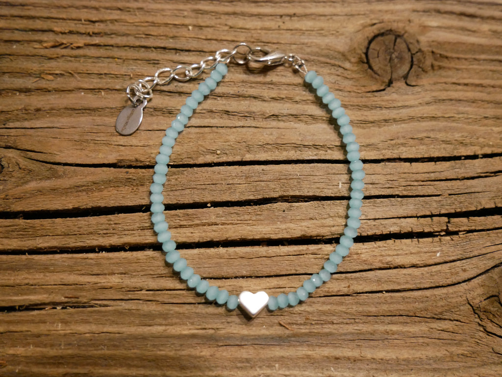 Herzalarmband "hellblau Glasperlen"