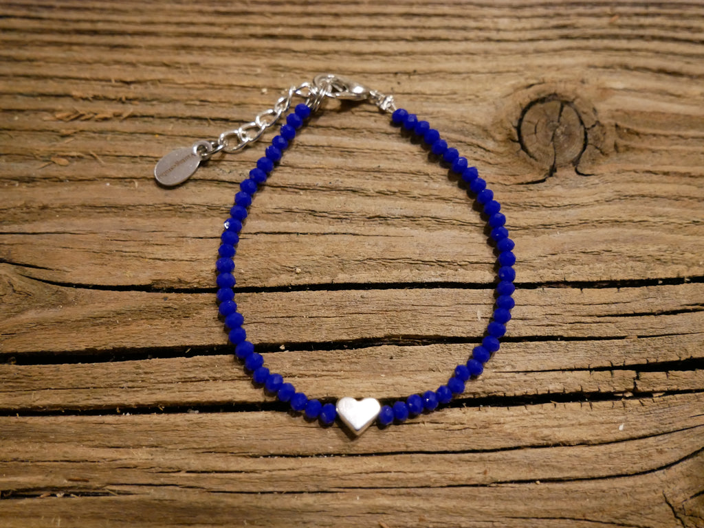 Herzalarmband "dunkelblau Glasperlen"