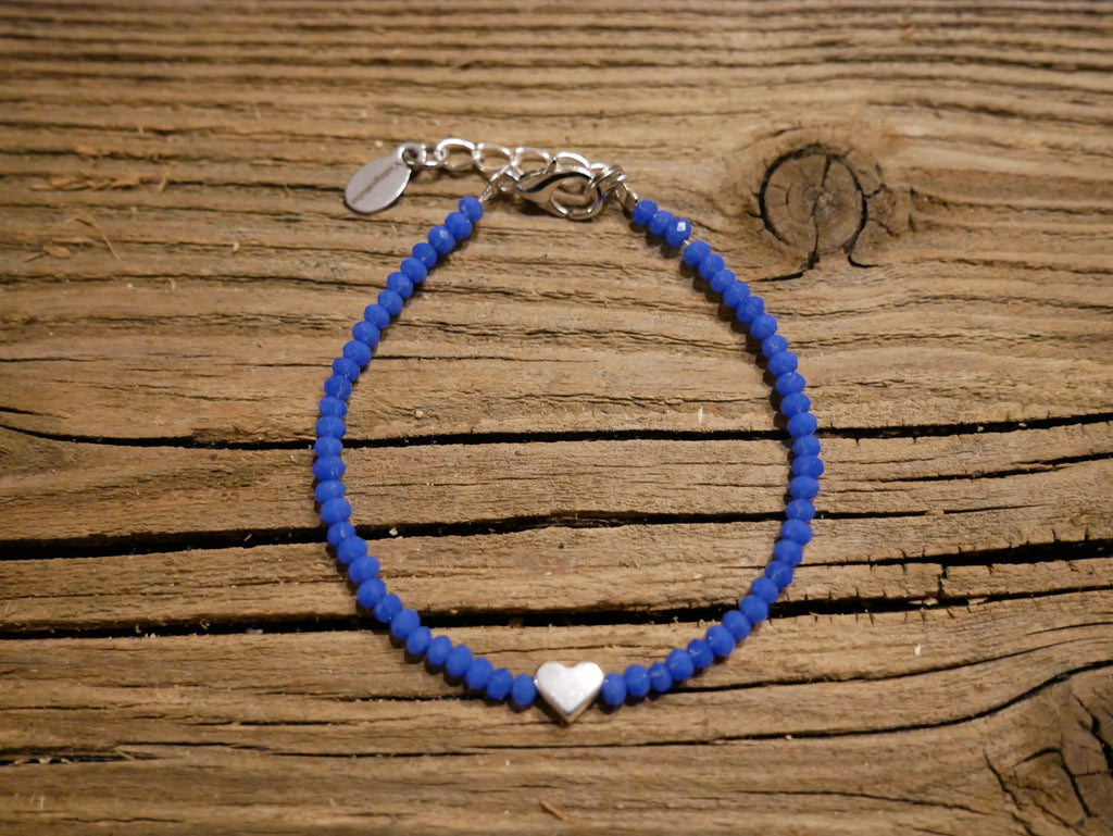 Herzalarmband "blau Glasperlen"