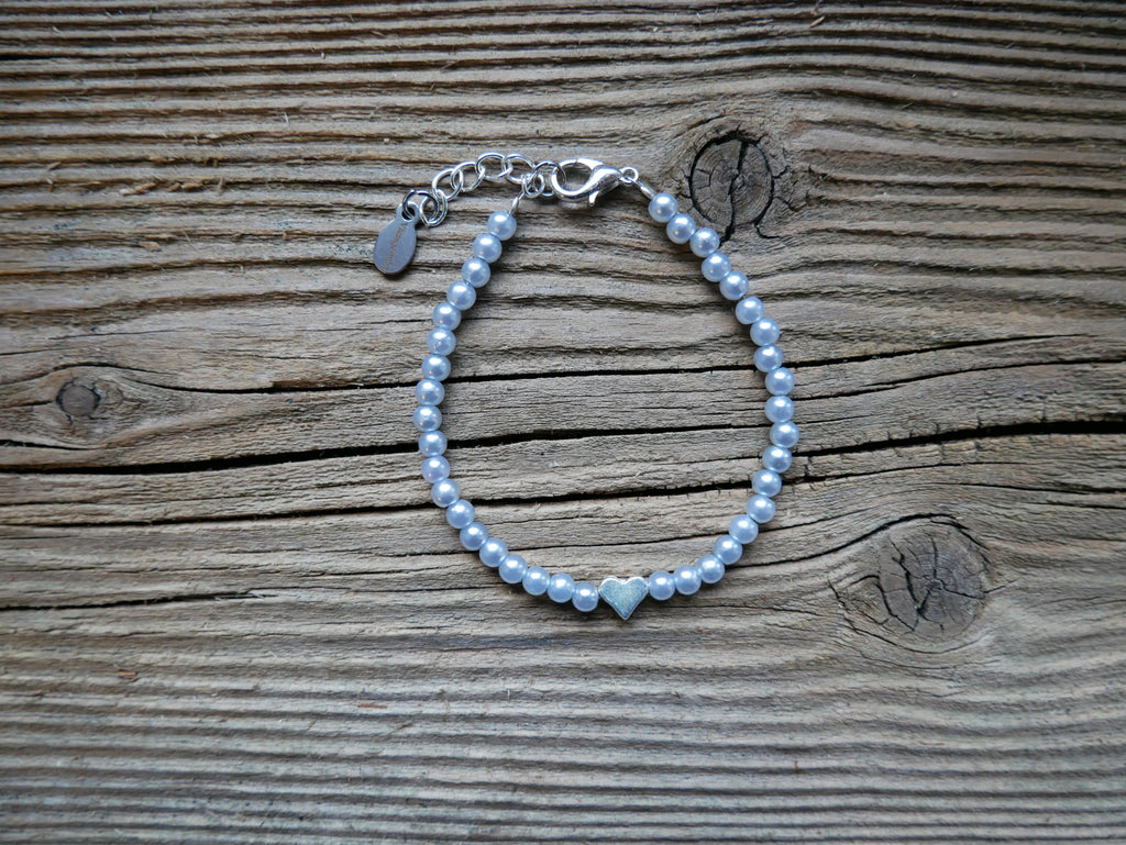Herzalarmband "hellblau Wachsperlen"