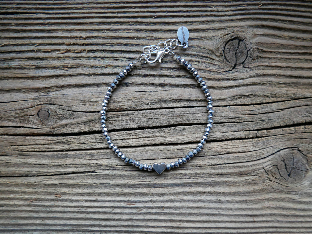 Herzalarmband "silber Glasperlen"